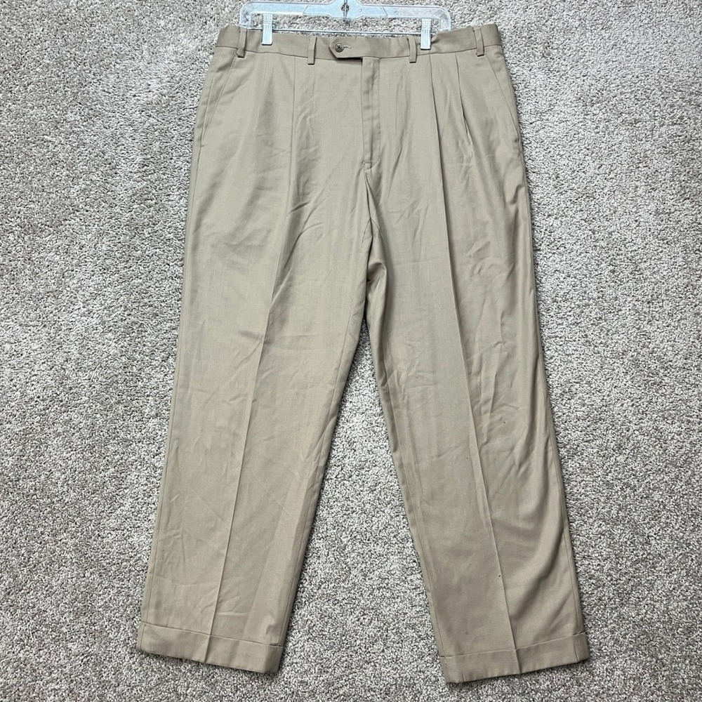 Lauren Ralph Lauren Dress Pants Mens 38x30 Khaki Tan Pleated Straight Leg EUC